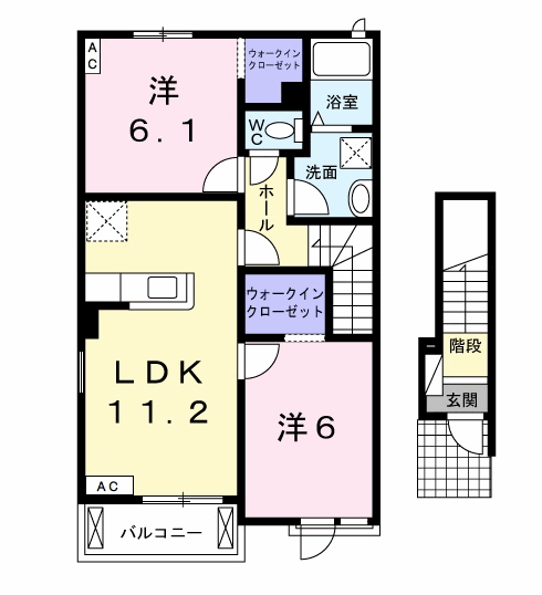 エアリー ヴィラ B(2LDK/2階)の間取り写真