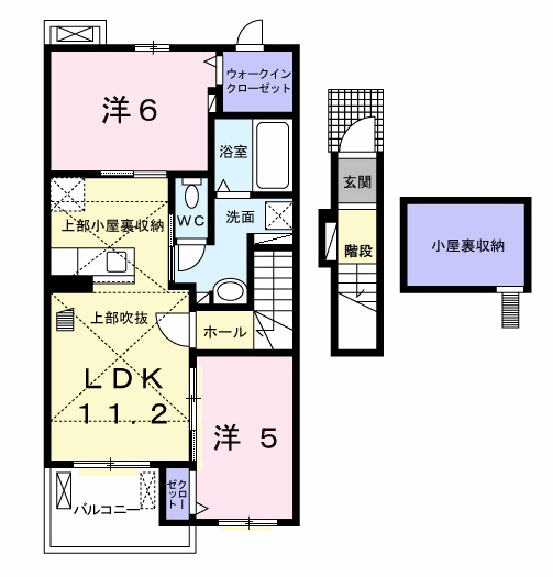 ジリータ B(2LDK/2階)の間取り写真