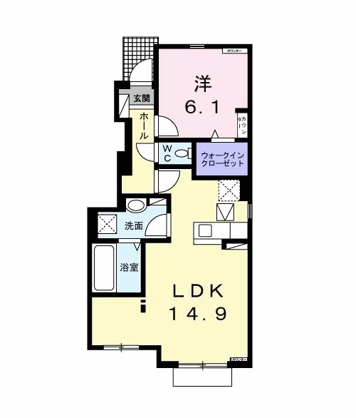 ジリータ A(1LDK/1階)の間取り写真