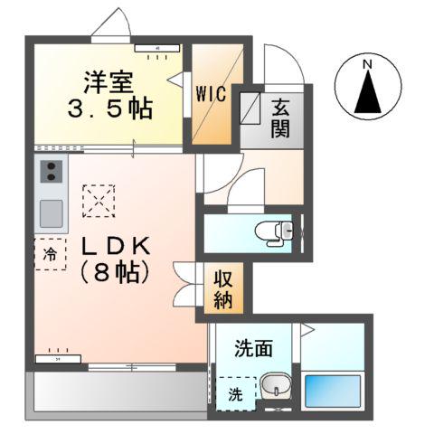 グレイス旭日(1LDK/1階)の間取り写真