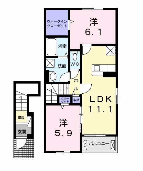 メゾン ド プリューム Ⅱ(2LDK/2階)の間取り写真