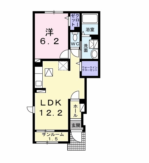 プロスぺラージュ(1LDK/1階)の間取り写真