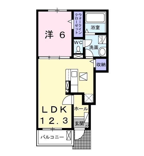 タートルヒルズ6TH(1LDK/1階)の間取り写真