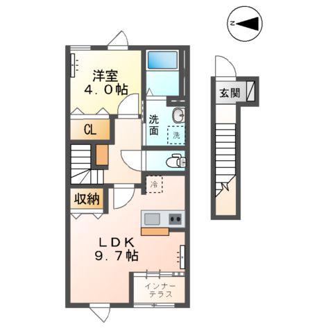 プロシード木更津(1LDK/2階)の間取り写真