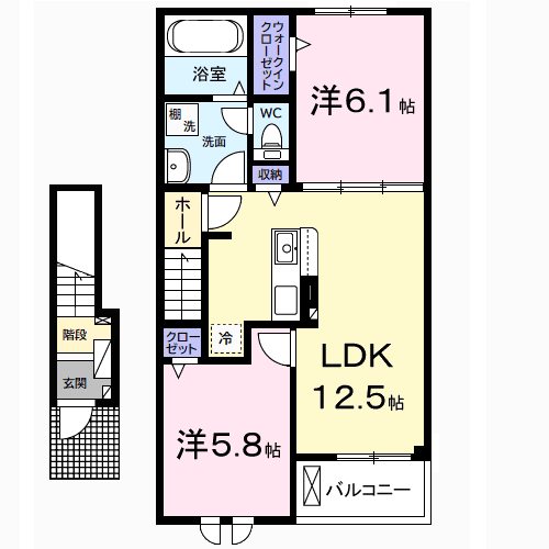 アルコパレーノⅠ(2LDK/2階)の間取り写真
