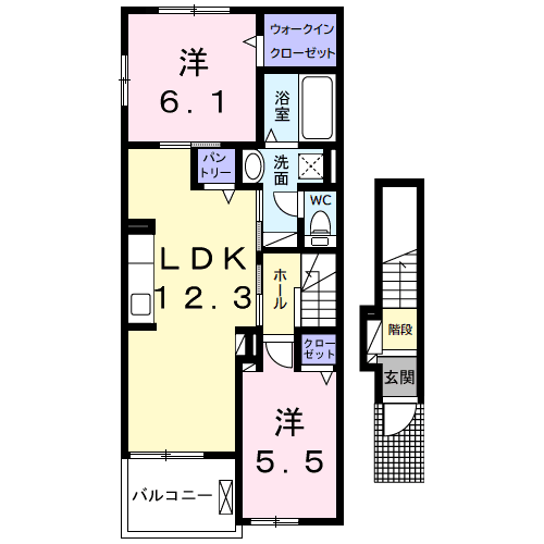 グランディアG(2LDK/2階)の間取り写真
