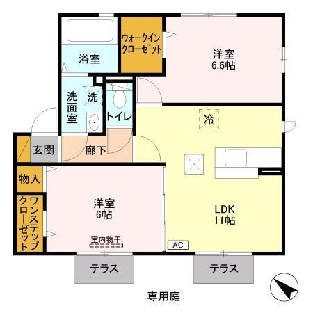 フェザントA(2LDK/1階)の間取り写真