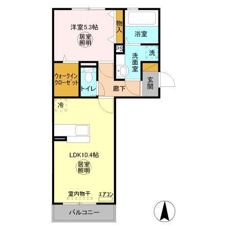 ラフィネフィオーレ(1LDK/3階)の間取り写真