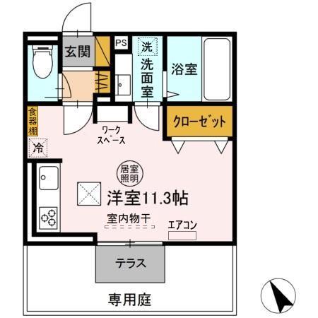 メゾン・ド・ラメール(ワンルーム/1階)の間取り写真