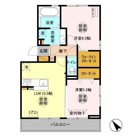 フランボワーズ金田(2LDK/2階)の間取り写真