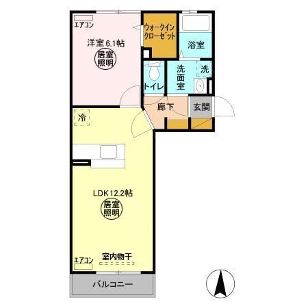 メゾンあき(1LDK/3階)の間取り写真