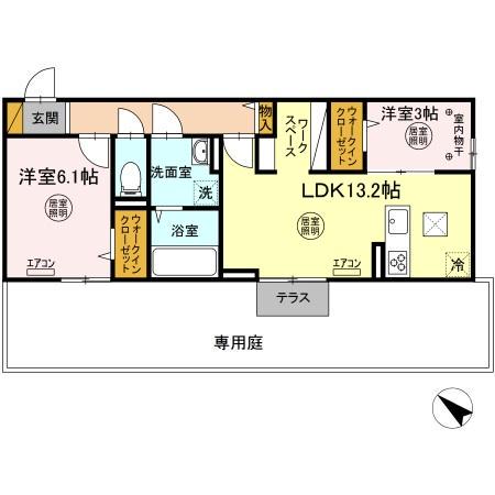 リゾナーレアクア(2LDK/1階)の間取り写真