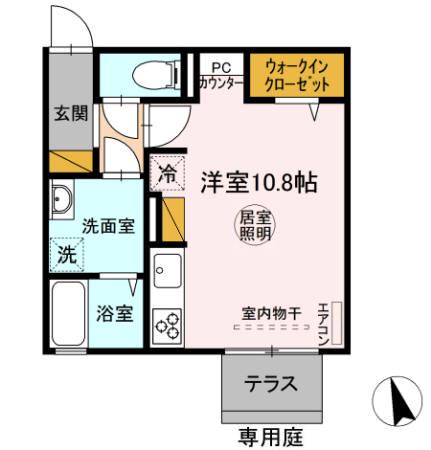 ニーナサクレ(ワンルーム/1階)の間取り写真