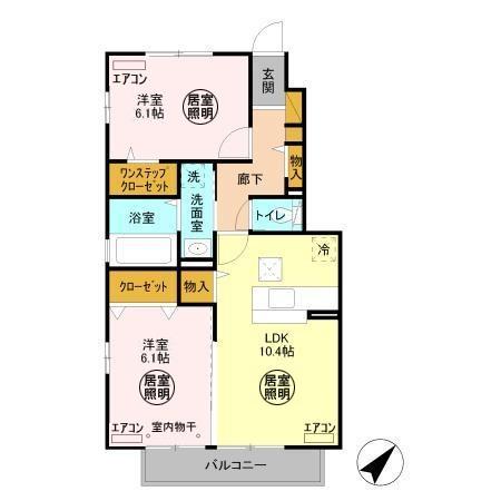 コリーヌ(2LDK/1階)の間取り写真