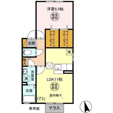 美咲ヶ丘SAKURA2008(1LDK/1階)の間取り写真