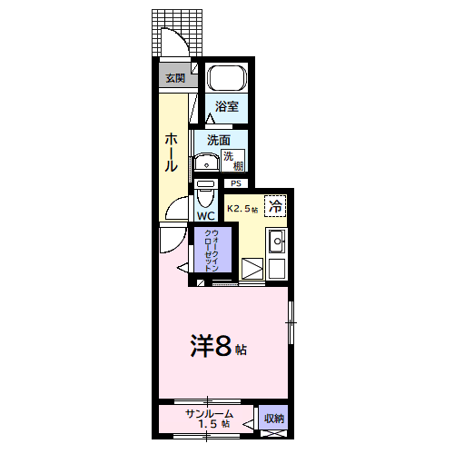 レジデンスさくら(1K/1階)の間取り写真