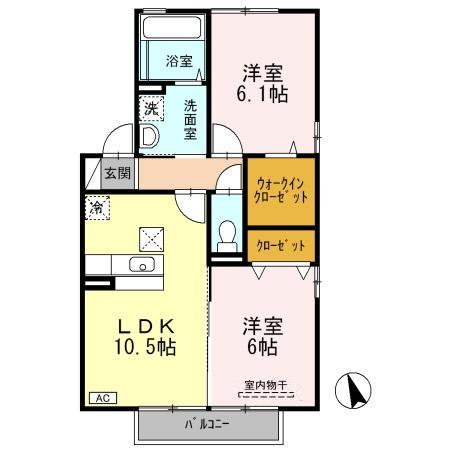 フロラシオン 東館(2LDK/1階)の間取り写真