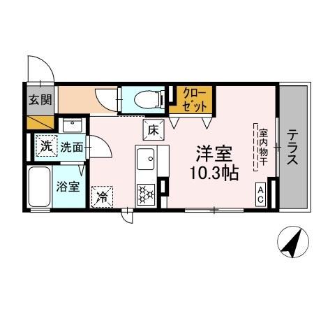 アリエッタ(ワンルーム/1階)の間取り写真