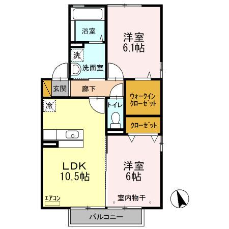 フロレスタ東館・西館 西館(2LDK/2階)の間取り写真