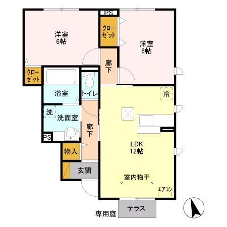 ソフィアコート壱番館(2LDK/1階)の間取り写真