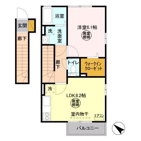 ウィット請西東C(1DK/2階)の間取り写真