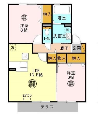 ヒルサイドコート弐番館(2LDK/1階)の間取り写真