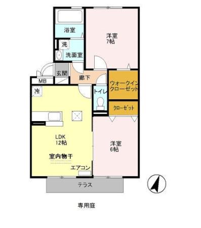 ソレアード(2LDK/1階)の間取り写真