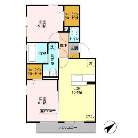 マーレ金田(2LDK/3階)の間取り写真