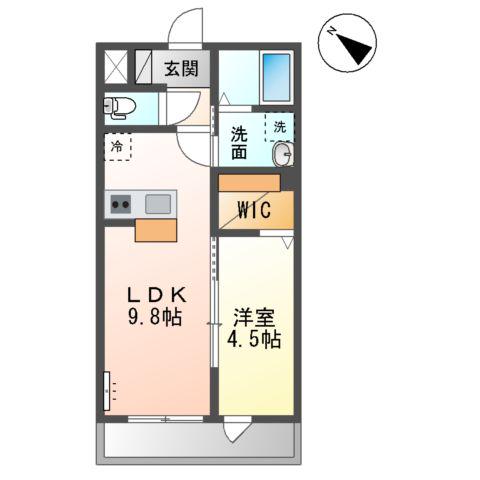 木更津市金田西アパート(1LDK/2階)の間取り写真
