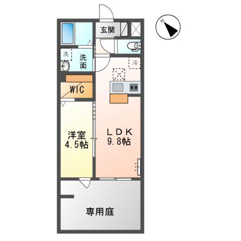 木更津市金田西アパート(1LDK/1階)の間取り写真