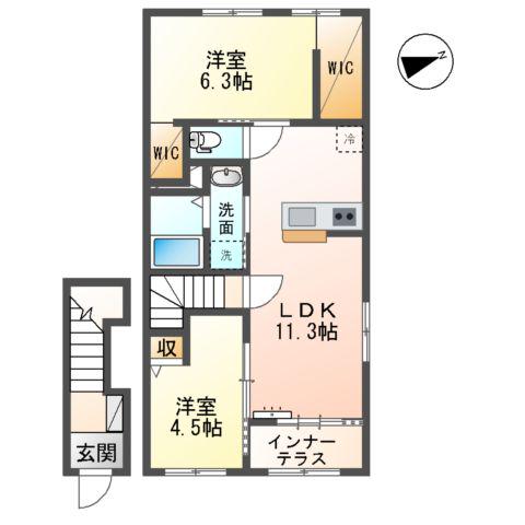 ノワール(2LDK/2階)の間取り写真