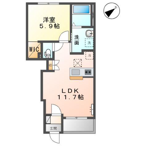 木更津市高柳字下花立アパート(1LDK/1階)の間取り写真
