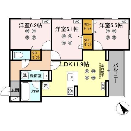 サリサ.L(3LDK/3階)の間取り写真