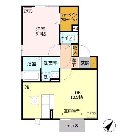 フェザント東館(1LDK/1階)の間取り写真