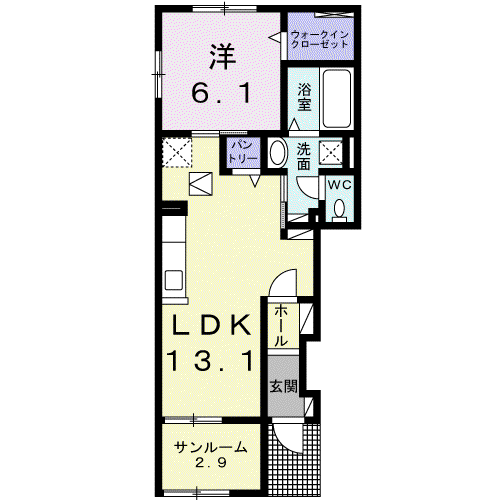 サウス ヴィラⅡ(1LDK/1階)の間取り写真