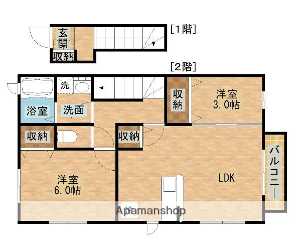 アヴォンリーコート壱番館(2LDK/2階)の間取り写真
