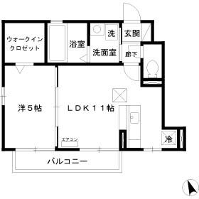 ヴァルト太田(1LDK/2階)の間取り写真