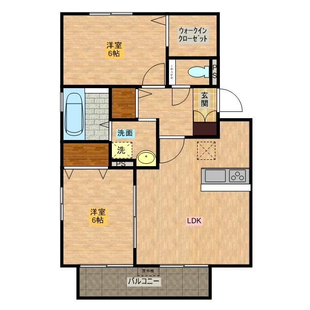 フラガンシア東館(2LDK/2階)の間取り写真