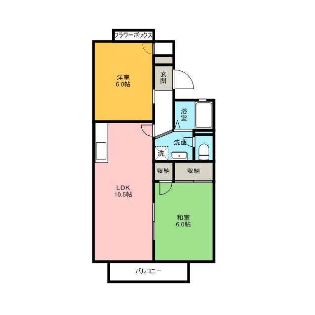 グランメールコホリ弐番館(2LDK/2階)の間取り写真