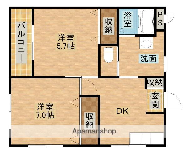 オリーブハウス(2DK/2階)の間取り写真