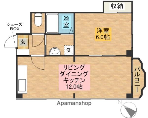 ウェルシーマンション(1LDK/2階)の間取り写真