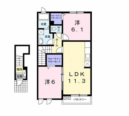 サンリットヴィラ(2LDK/2階)の間取り写真