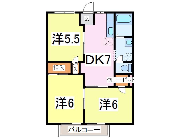 パンプハウス(3DK/2階)の間取り写真