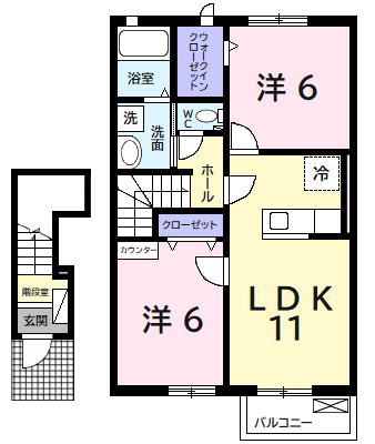 キャトル・セゾンA(2LDK/2階)の間取り写真