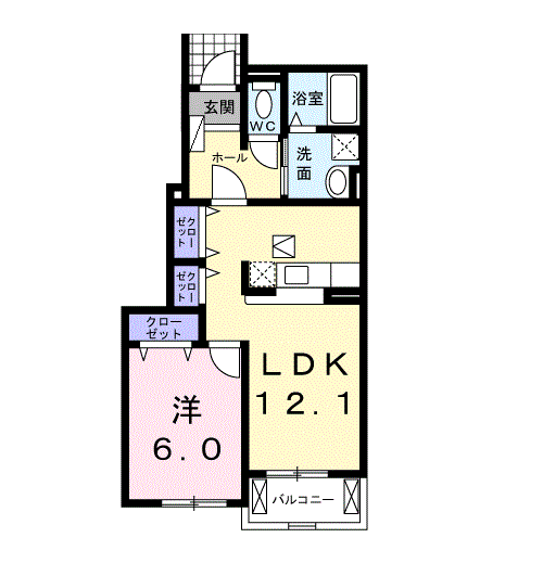 ビュー テラス(1LDK/1階)の間取り写真