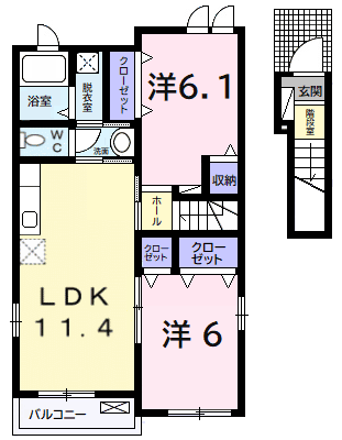 グラント・ドリーム(2LDK/2階)の間取り写真