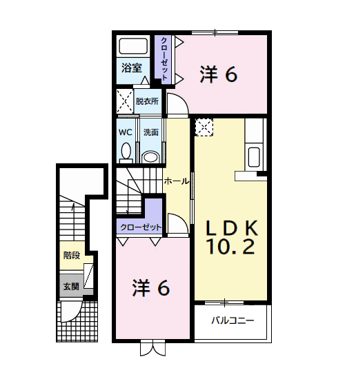 サニーガーデンB(2LDK/2階)の間取り写真
