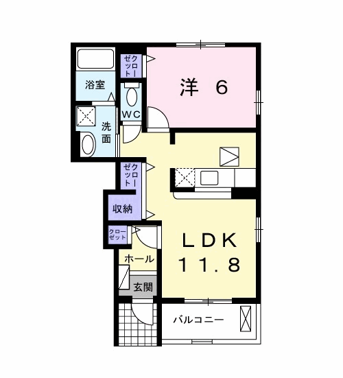 エピナールD(1LDK/1階)の間取り写真