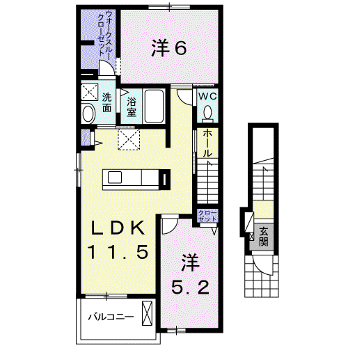 カレント・美郷Ⅲ(2LDK/2階)の間取り写真