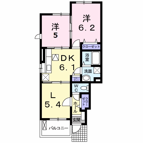 ブリーズⅠ(2LDK/1階)の間取り写真
